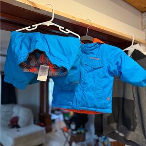 Columbia Bright Blue Kids Winter Jacket and Snow Bib Set